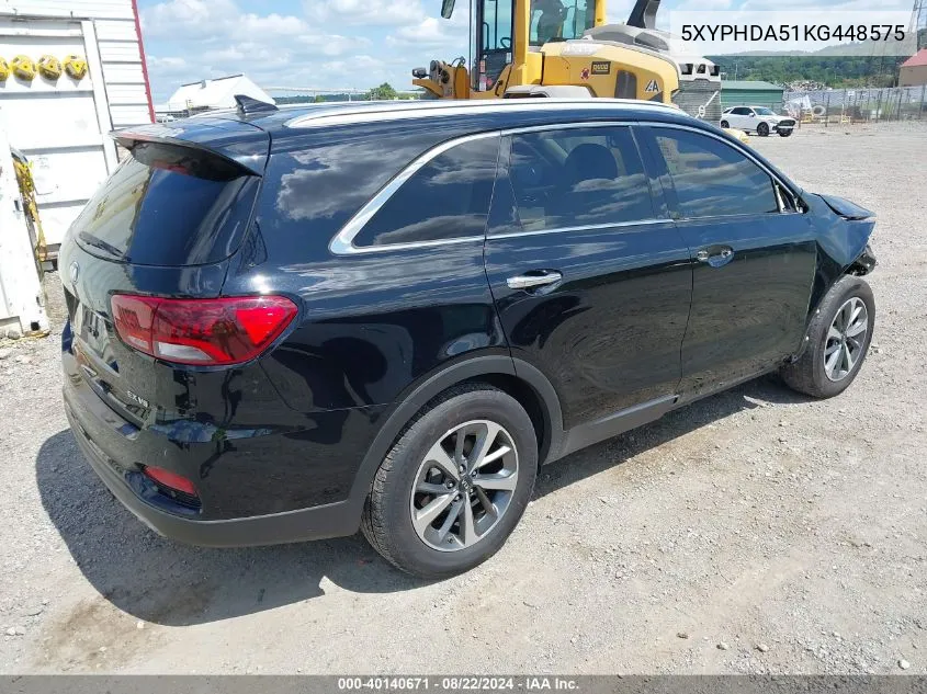 2019 Kia Sorento 3.3L Ex VIN: 5XYPHDA51KG448575 Lot: 40140671