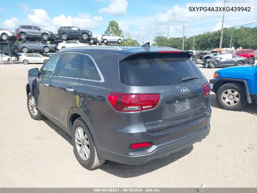 5XYPG4A3XKG439942 2019 Kia Sorento 2.4L Lx