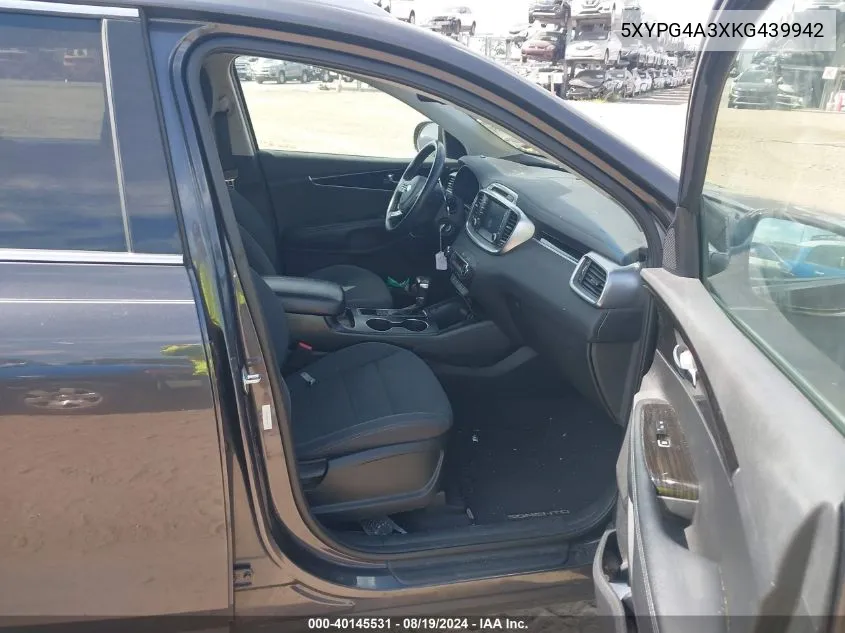 5XYPG4A3XKG439942 2019 Kia Sorento 2.4L Lx