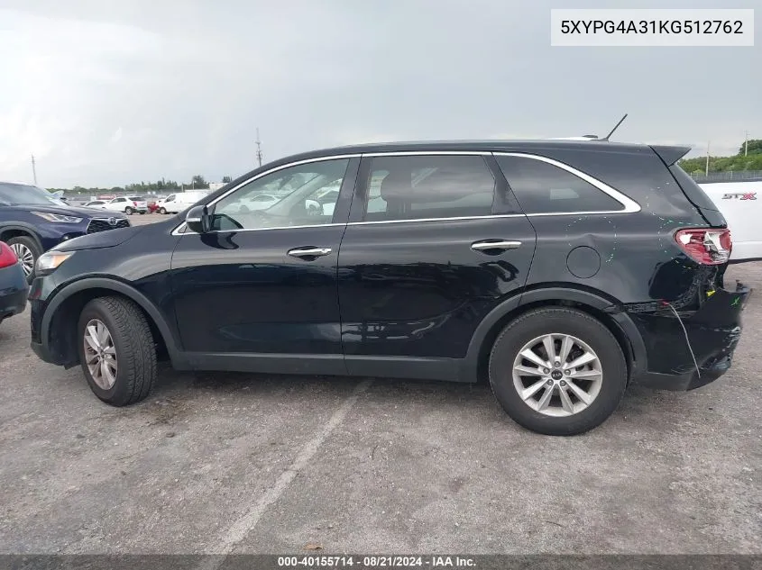 5XYPG4A31KG512762 2019 Kia Sorento 2.4L Lx