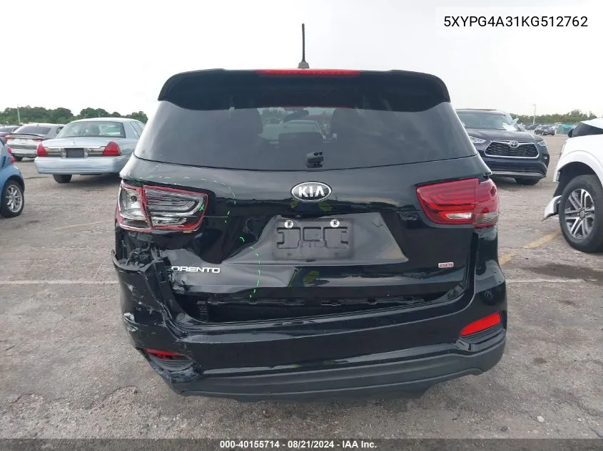 5XYPG4A31KG512762 2019 Kia Sorento 2.4L Lx