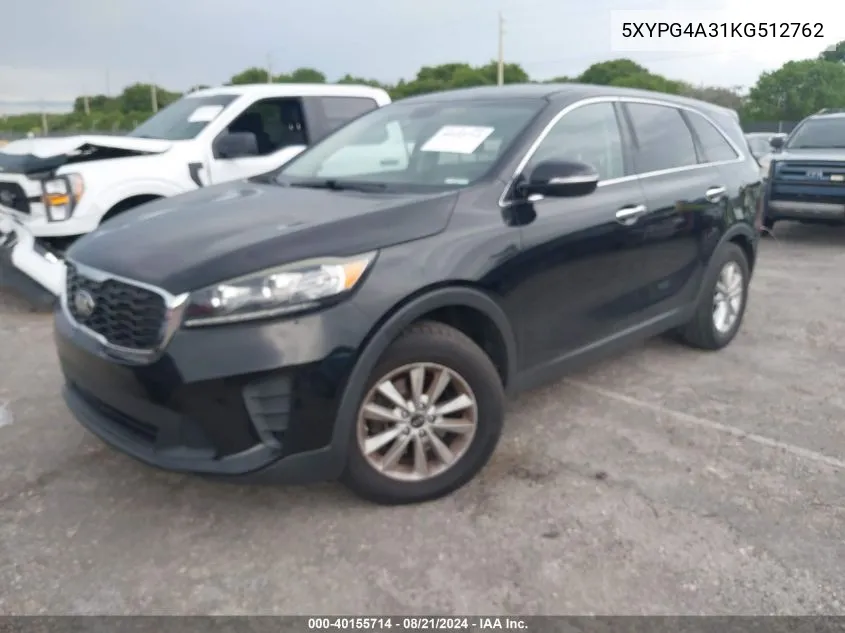 5XYPG4A31KG512762 2019 Kia Sorento 2.4L Lx