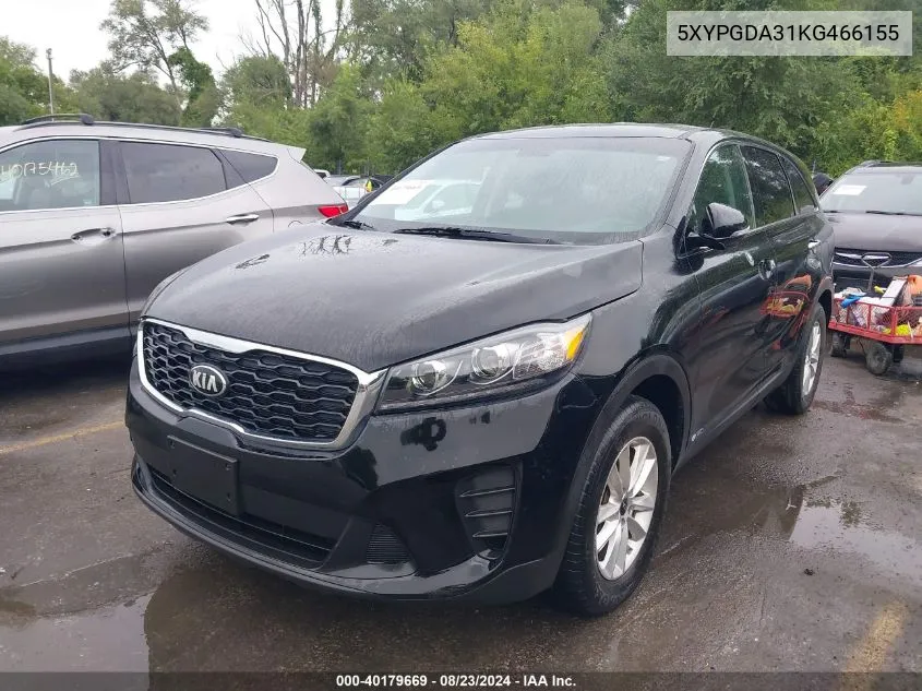 2019 Kia Sorento 2.4L Lx VIN: 5XYPGDA31KG466155 Lot: 40179669