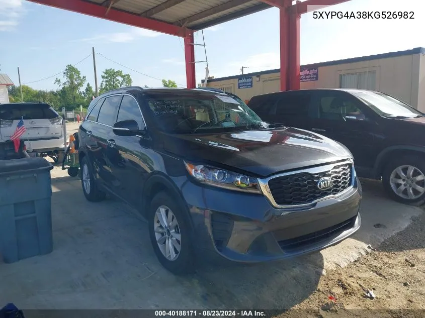 5XYPG4A38KG526982 2019 Kia Sorento 2.4L Lx