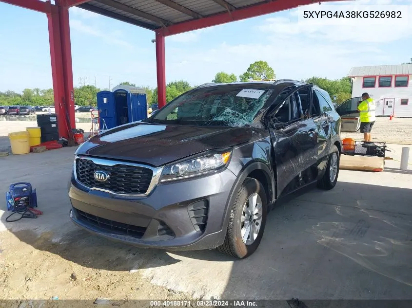 2019 Kia Sorento 2.4L Lx VIN: 5XYPG4A38KG526982 Lot: 40188171