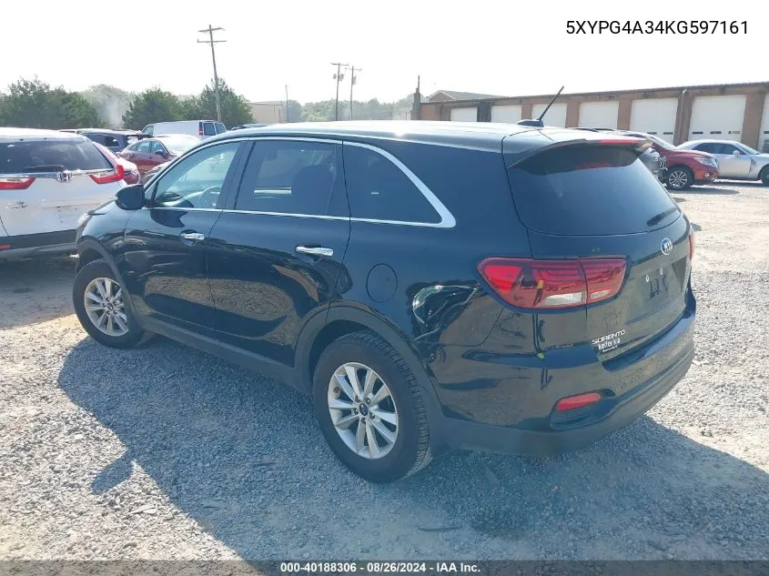 2019 Kia Sorento 2.4L L VIN: 5XYPG4A34KG597161 Lot: 40188306