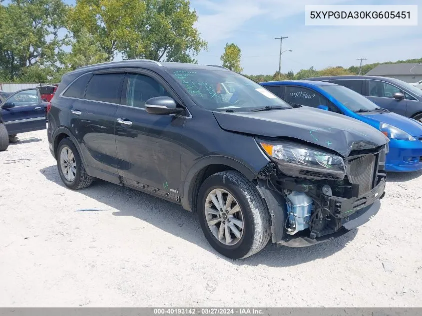 5XYPGDA30KG605451 2019 Kia Sorento 2.4L Lx