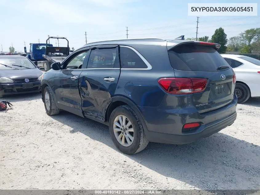 5XYPGDA30KG605451 2019 Kia Sorento 2.4L Lx