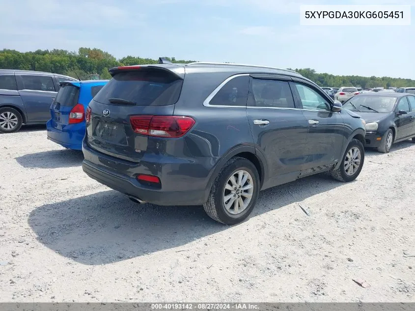 5XYPGDA30KG605451 2019 Kia Sorento 2.4L Lx