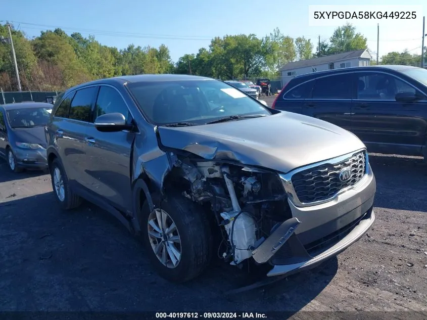 5XYPGDA58KG449225 2019 Kia Sorento 3.3L Lx