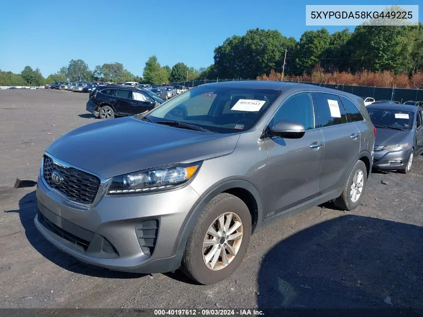 5XYPGDA58KG449225 2019 Kia Sorento 3.3L Lx