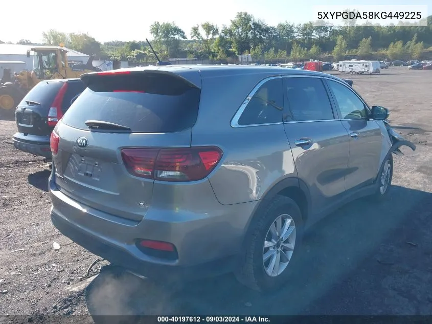 5XYPGDA58KG449225 2019 Kia Sorento 3.3L Lx