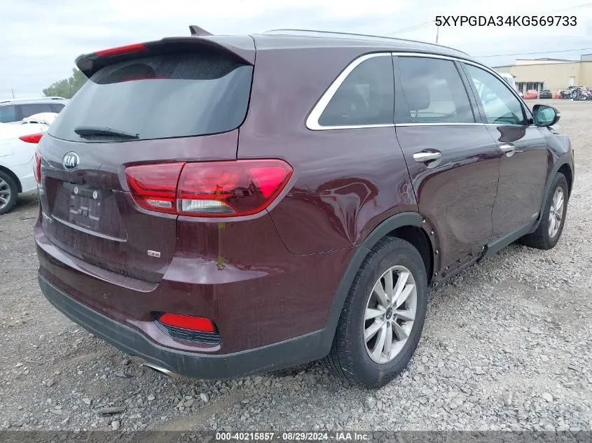 5XYPGDA34KG569733 2019 Kia Sorento 2.4L Lx