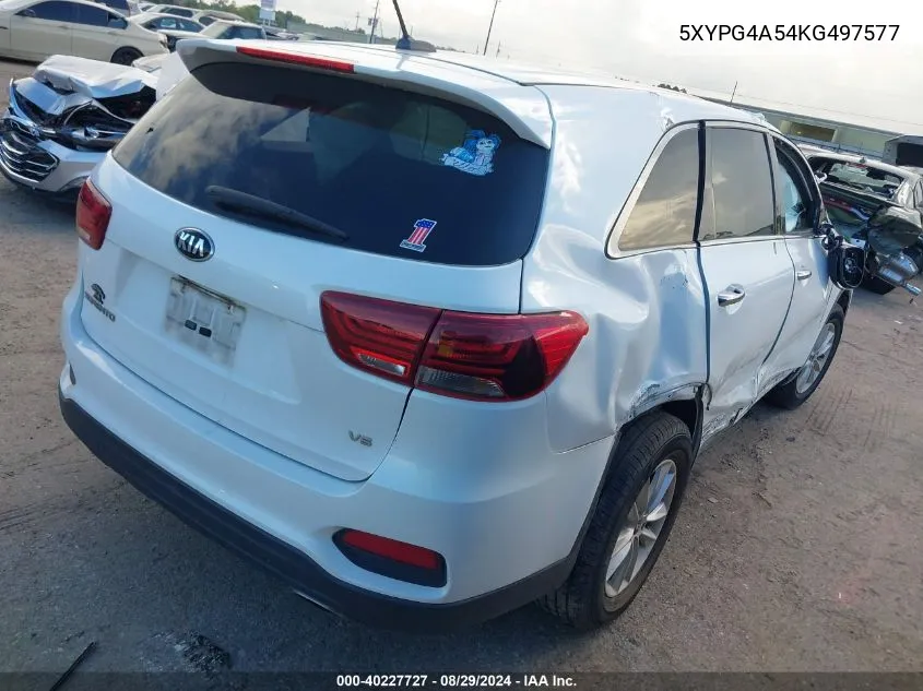 2019 Kia Sorento 3.3L Lx VIN: 5XYPG4A54KG497577 Lot: 40227727