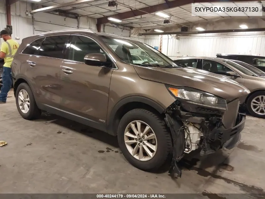 5XYPGDA35KG437130 2019 Kia Sorento 2.4L Lx