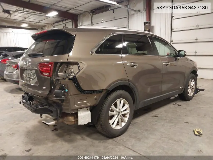 2019 Kia Sorento 2.4L Lx VIN: 5XYPGDA35KG437130 Lot: 40244179