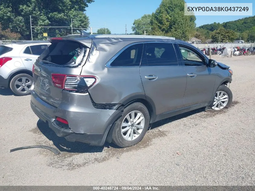 5XYPGDA38KG437249 2019 Kia Sorento 2.4L Lx