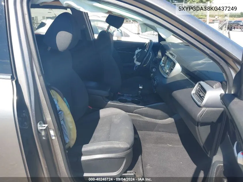 5XYPGDA38KG437249 2019 Kia Sorento 2.4L Lx