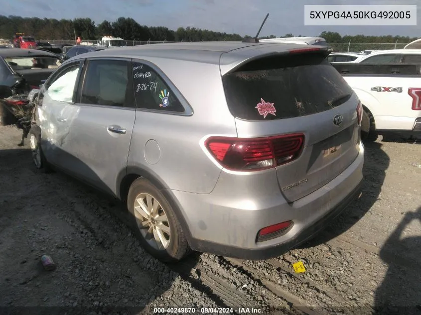 5XYPG4A50KG492005 2019 Kia Sorento 3.3L Lx