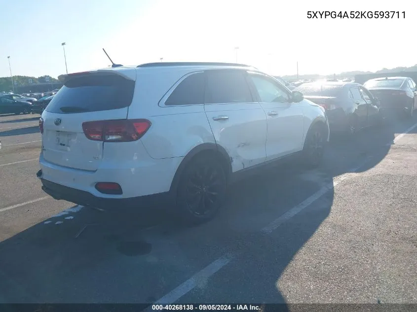 2019 Kia Sorento Lx/S VIN: 5XYPG4A52KG593711 Lot: 40268138