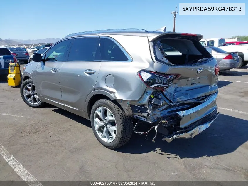 2019 Kia Sorento 3.3L Sx VIN: 5XYPKDA59KG478313 Lot: 40276014