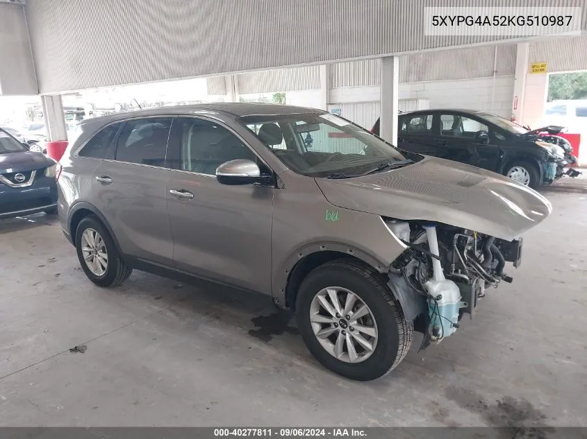 5XYPG4A52KG510987 2019 Kia Sorento 3.3L Lx