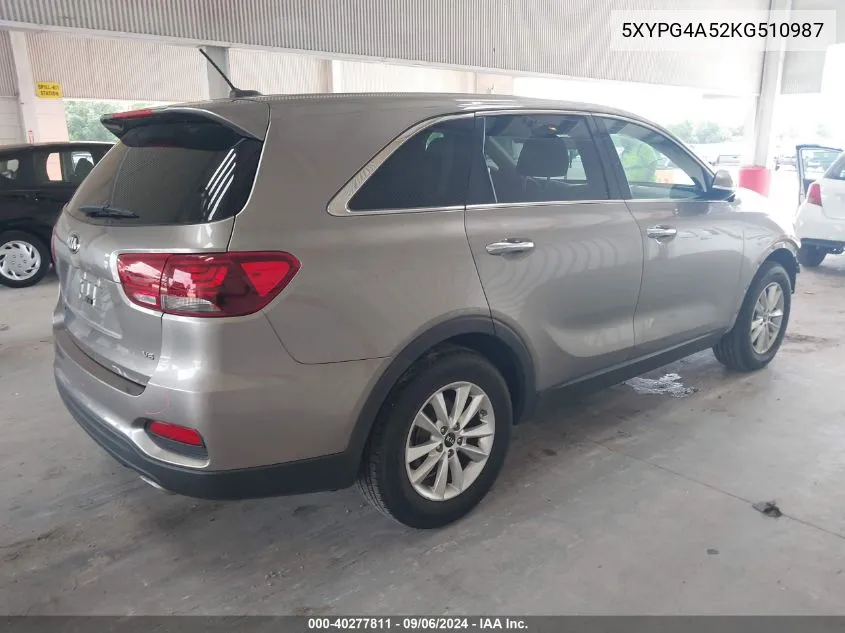 5XYPG4A52KG510987 2019 Kia Sorento 3.3L Lx