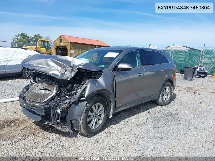 5XYPGDA34KG460804 2019 Kia Sorento 2.4L Lx