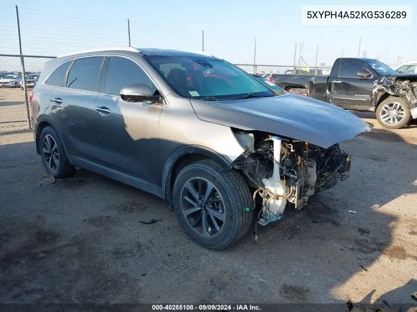 5XYPH4A52KG536289 2019 Kia Sorento 3.3L Ex