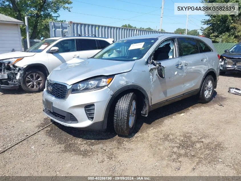 2019 Kia Sorento 2.4L L VIN: 5XYPG4A38KG582839 Lot: 40286198