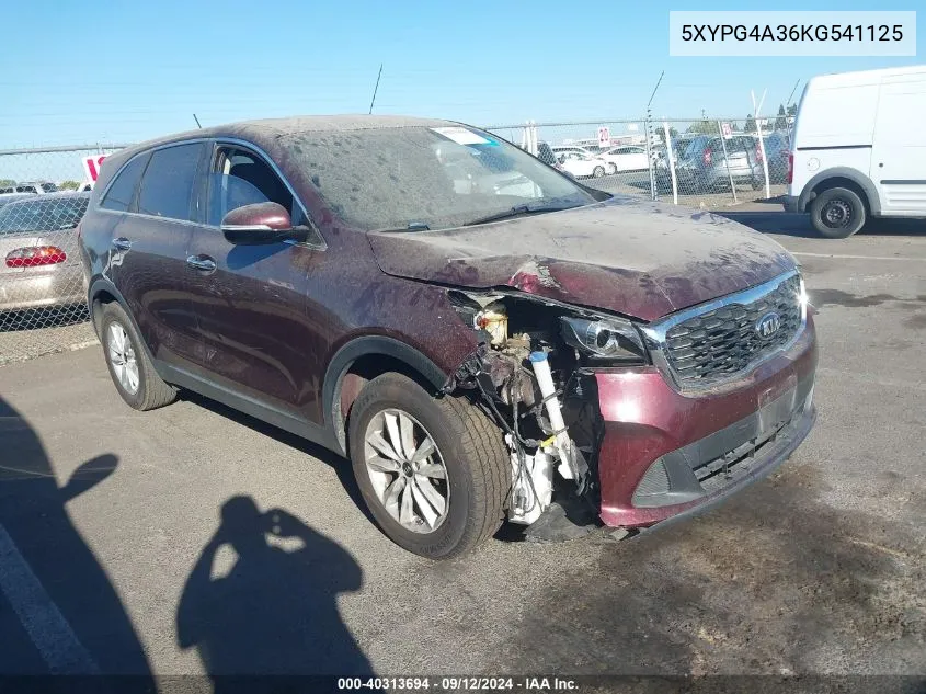 5XYPG4A36KG541125 2019 Kia Sorento 2.4L Lx