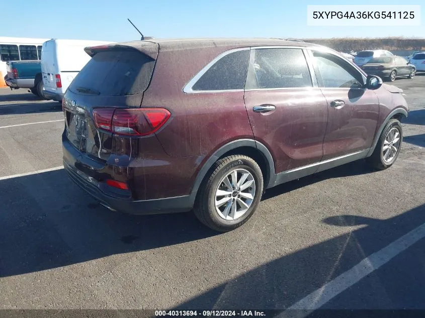 5XYPG4A36KG541125 2019 Kia Sorento 2.4L Lx