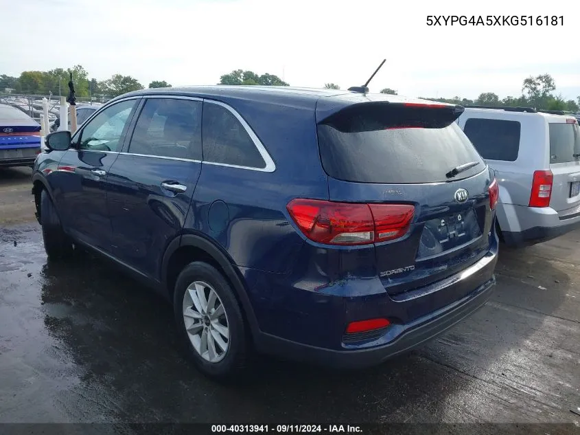 2019 Kia Sorento 3.3L Lx VIN: 5XYPG4A5XKG516181 Lot: 40313941