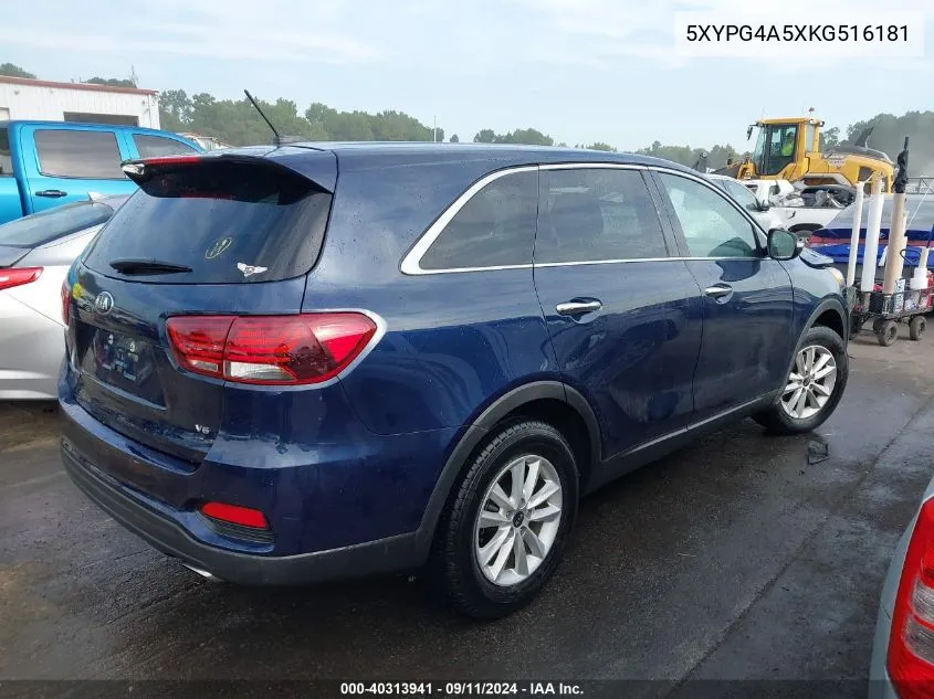 2019 Kia Sorento 3.3L Lx VIN: 5XYPG4A5XKG516181 Lot: 40313941