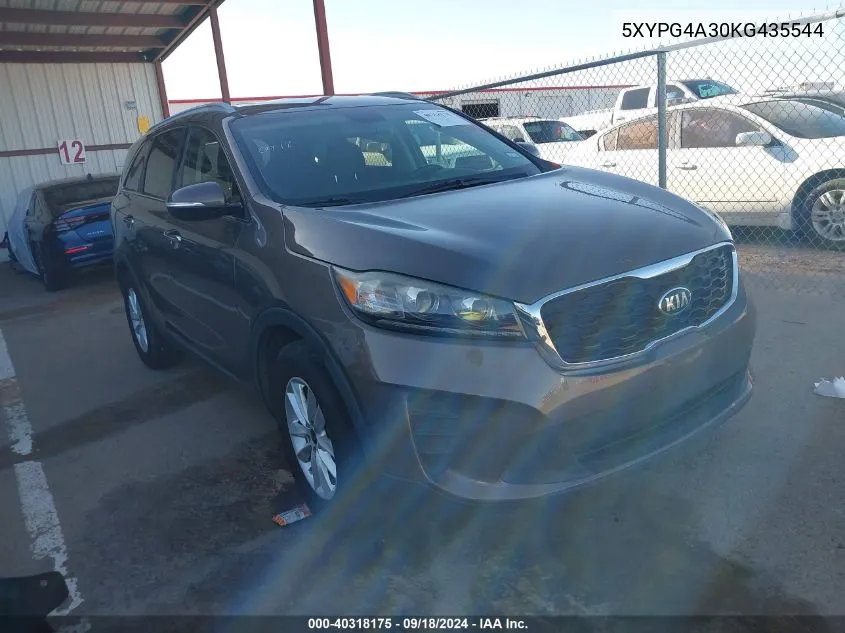 2019 Kia Sorento 2.4L Lx VIN: 5XYPG4A30KG435544 Lot: 40318175