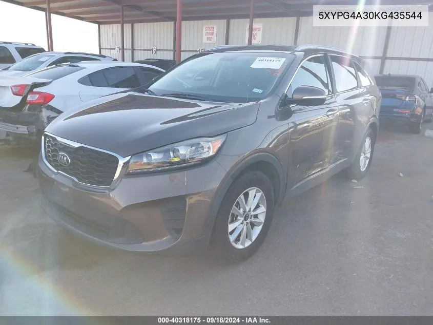 2019 Kia Sorento 2.4L Lx VIN: 5XYPG4A30KG435544 Lot: 40318175