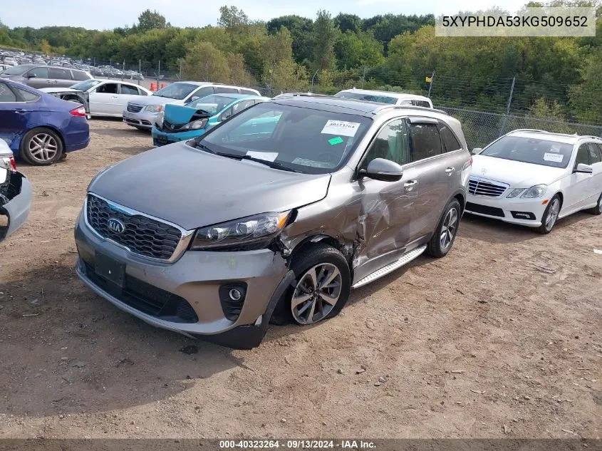 5XYPHDA53KG509652 2019 Kia Sorento Ex/Ex Sport