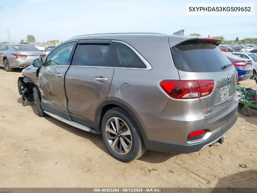 5XYPHDA53KG509652 2019 Kia Sorento Ex/Ex Sport