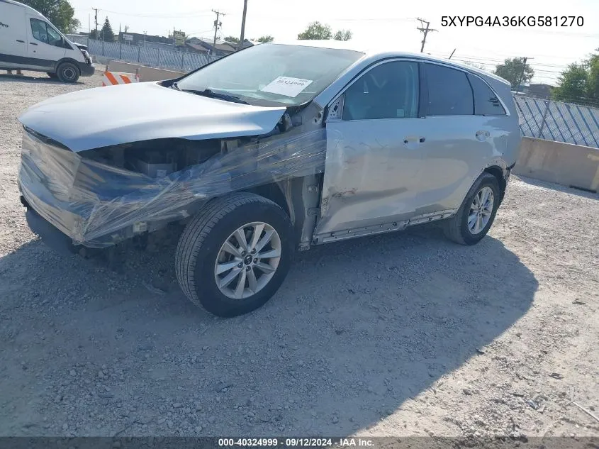 5XYPG4A36KG581270 2019 Kia Sorento 2.4L L