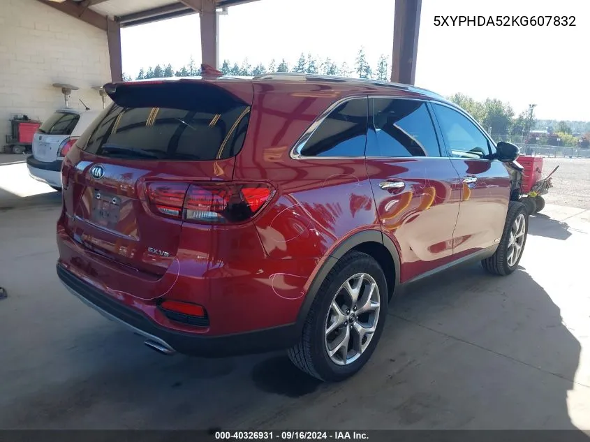 2019 Kia Sorento 3.3L Ex Sport VIN: 5XYPHDA52KG607832 Lot: 40326931