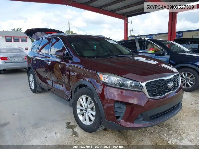 2019 Kia Sorento 2.4L Lx VIN: 5XYPG4A39KG527509 Lot: 40327045