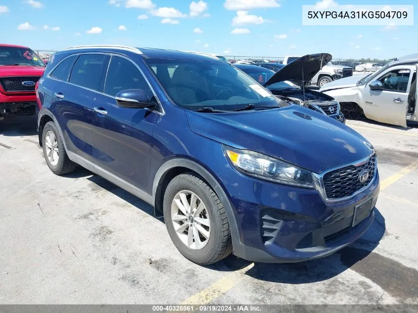 2019 Kia Sorento 2.4L Lx VIN: 5XYPG4A31KG504709 Lot: 40328861