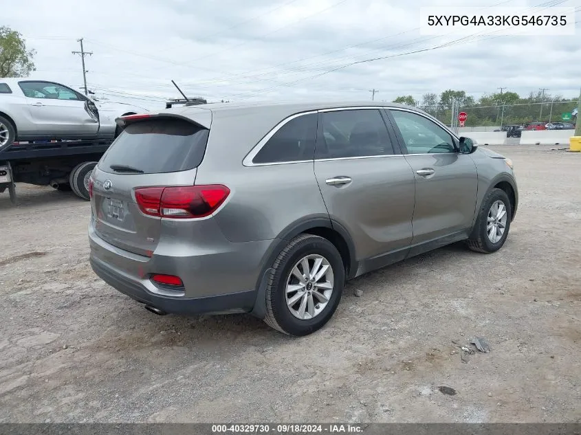 2019 Kia Sorento 2.4L L VIN: 5XYPG4A33KG546735 Lot: 40329730