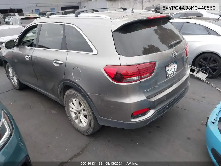 2019 Kia Sorento L/Lx VIN: 5XYPG4A38KG448560 Lot: 40331138