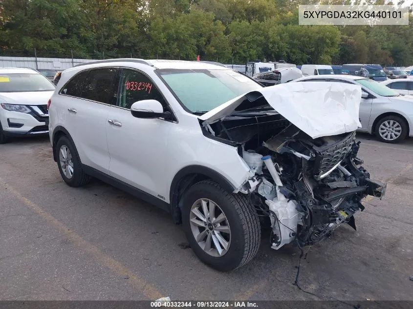 2019 Kia Sorento L/Lx VIN: 5XYPGDA32KG440101 Lot: 40332344