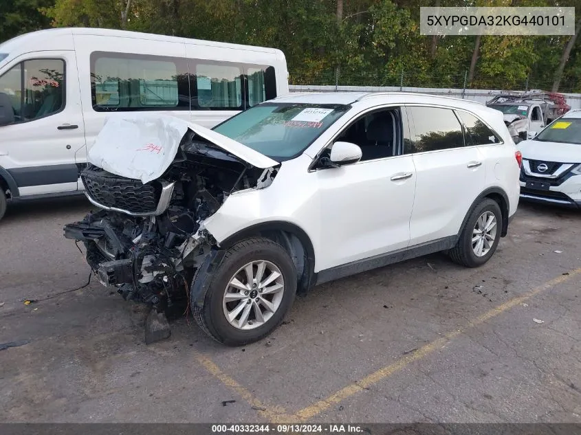 2019 Kia Sorento L/Lx VIN: 5XYPGDA32KG440101 Lot: 40332344