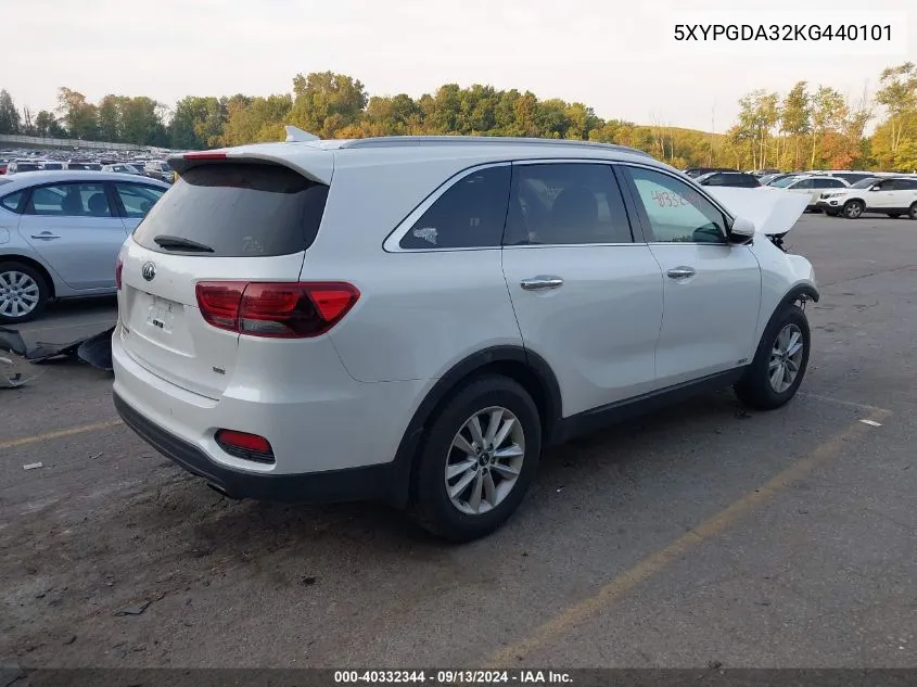 2019 Kia Sorento L/Lx VIN: 5XYPGDA32KG440101 Lot: 40332344