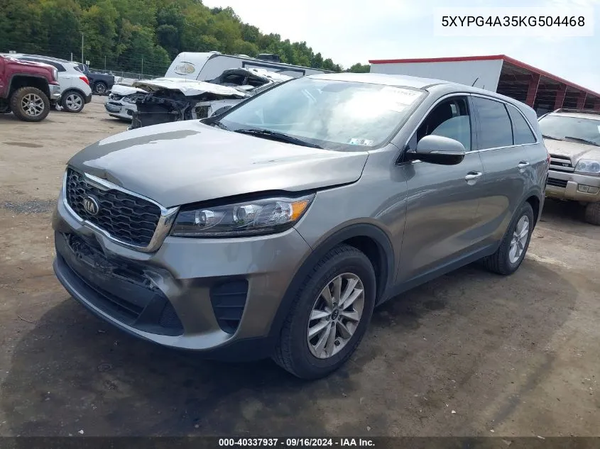 2019 Kia Sorento 2.4L Lx VIN: 5XYPG4A35KG504468 Lot: 40337937