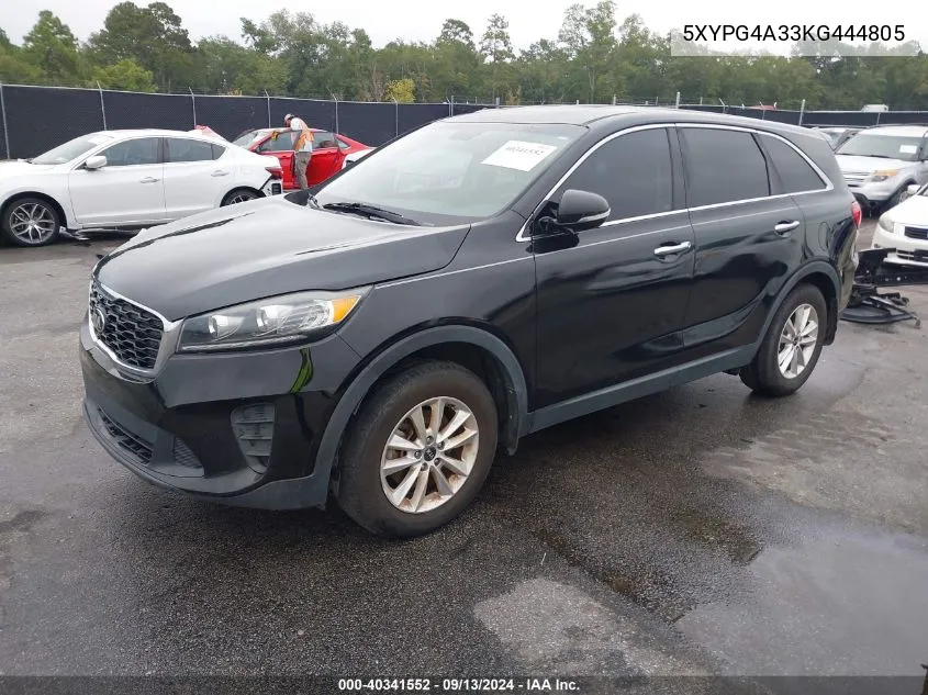 2019 Kia Sorento 2.4L Lx VIN: 5XYPG4A33KG444805 Lot: 40341552