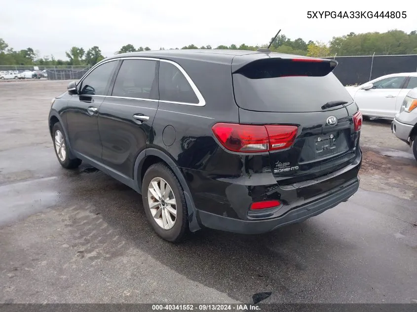 5XYPG4A33KG444805 2019 Kia Sorento 2.4L Lx